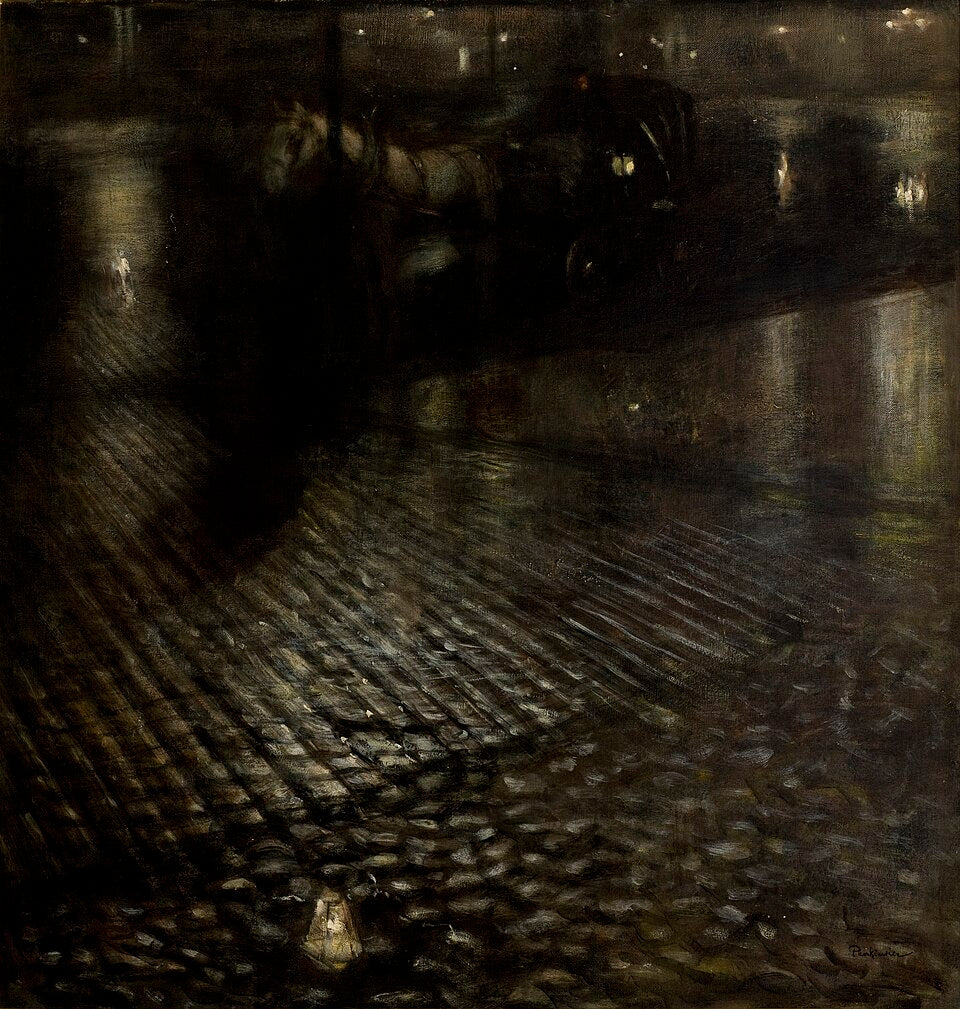 Jozef Pankiewicz Cab at Night - Canvas Print