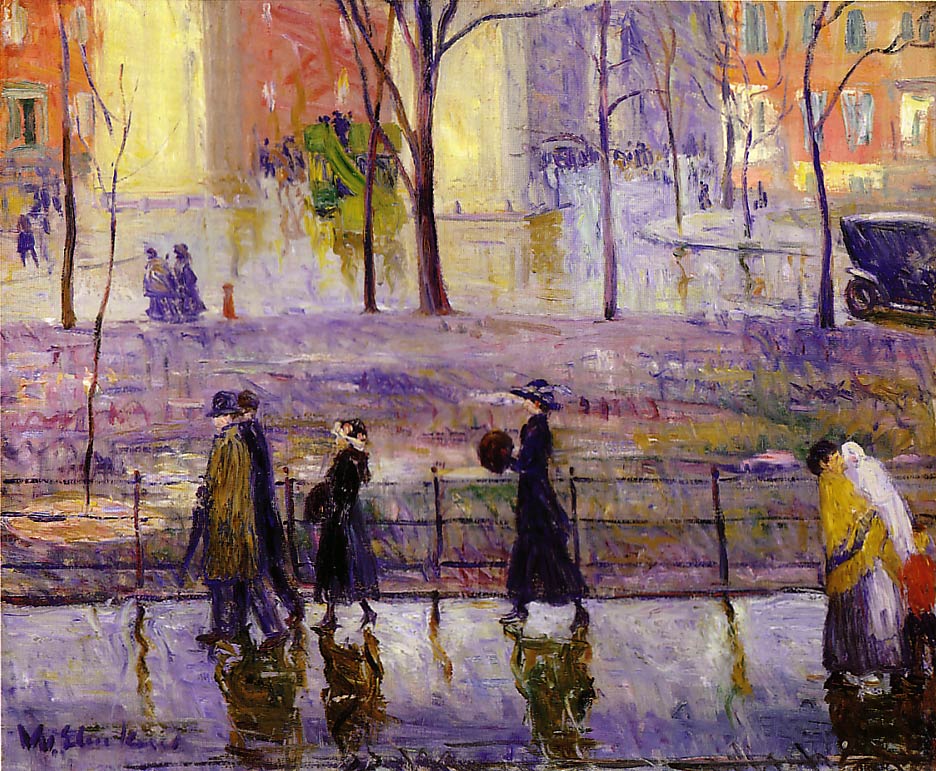 William James Glackens March Day Washington Park - Canvas Print