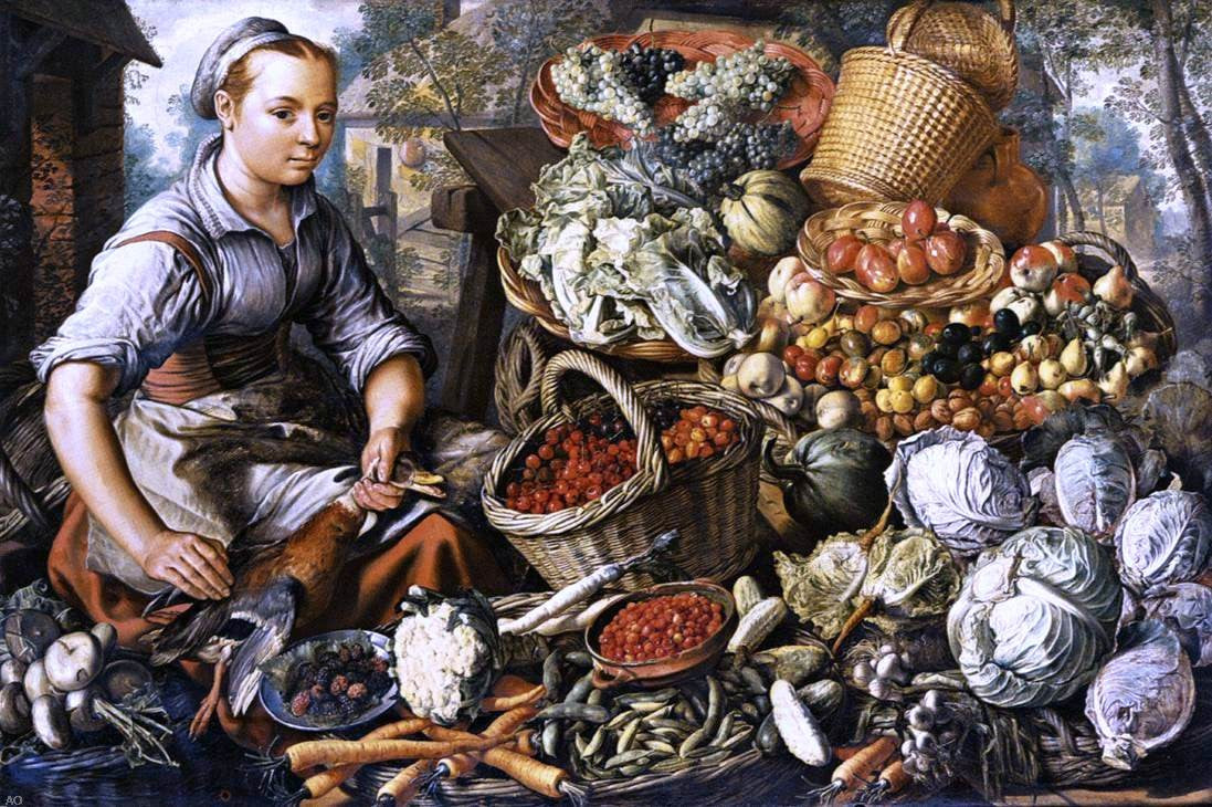 Joachim Beuckelaer Market Woman with Fruit, Vegetables and Poultry - Canvas Print