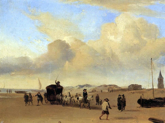 Eugene-Louis Boudin The Beach at Scheveningen (after Adriaen van de Valde) - Canvas Print