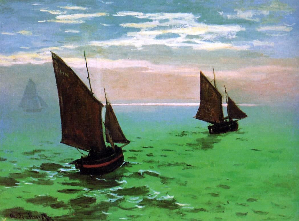 Claude Oscar Monet Fishing Boats at Sea - Canvas Print