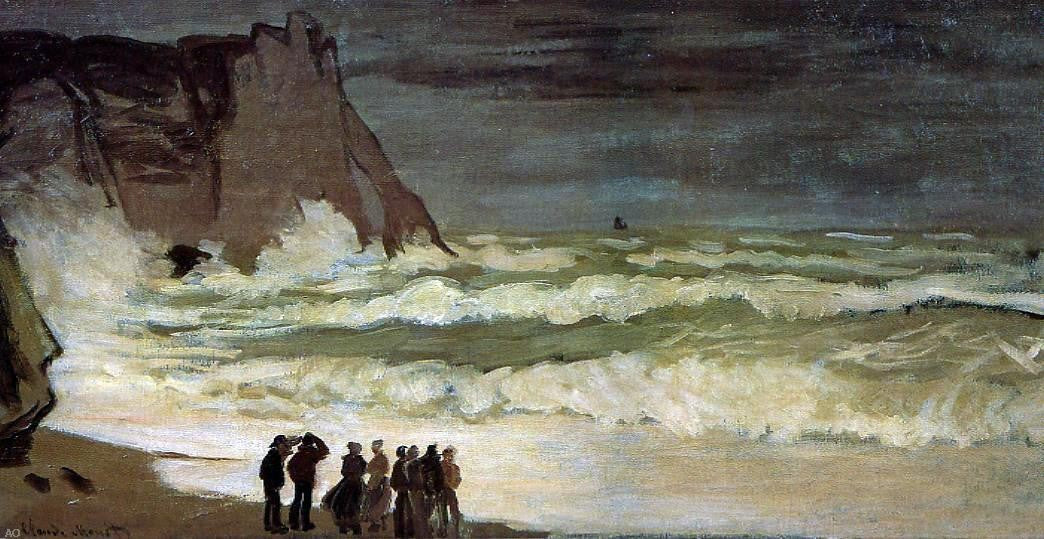 Claude Oscar Monet Rough Sea at Etretat - Canvas Print