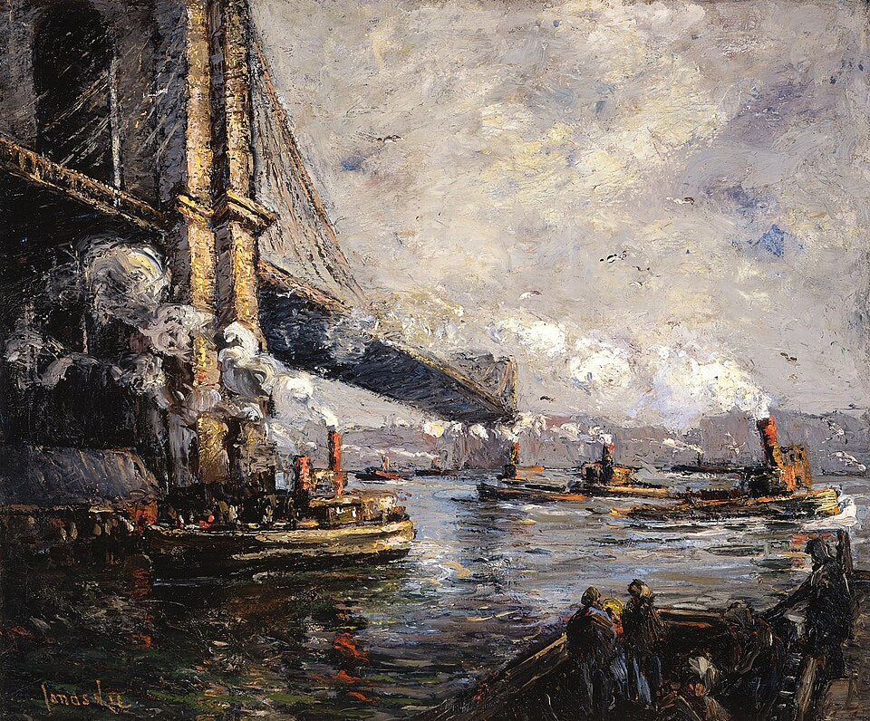 Jonas Lie Bridge and Tugs - Canvas Print