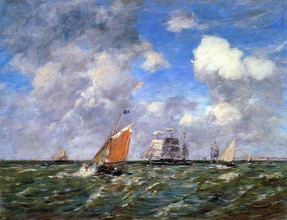 Eugene-Louis Boudin Fishing Boats - Canvas Print
