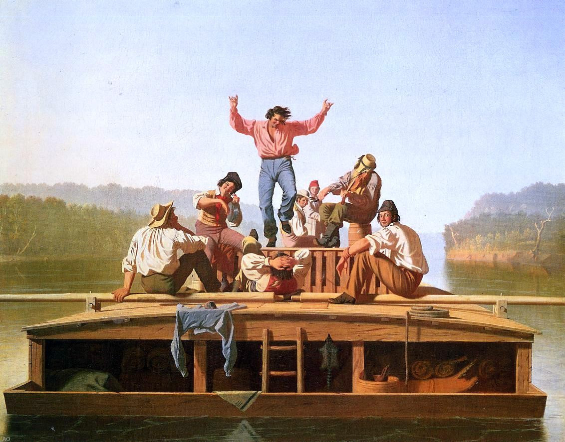George Caleb Bingham The Jolly Flatboatmen - Canvas Print