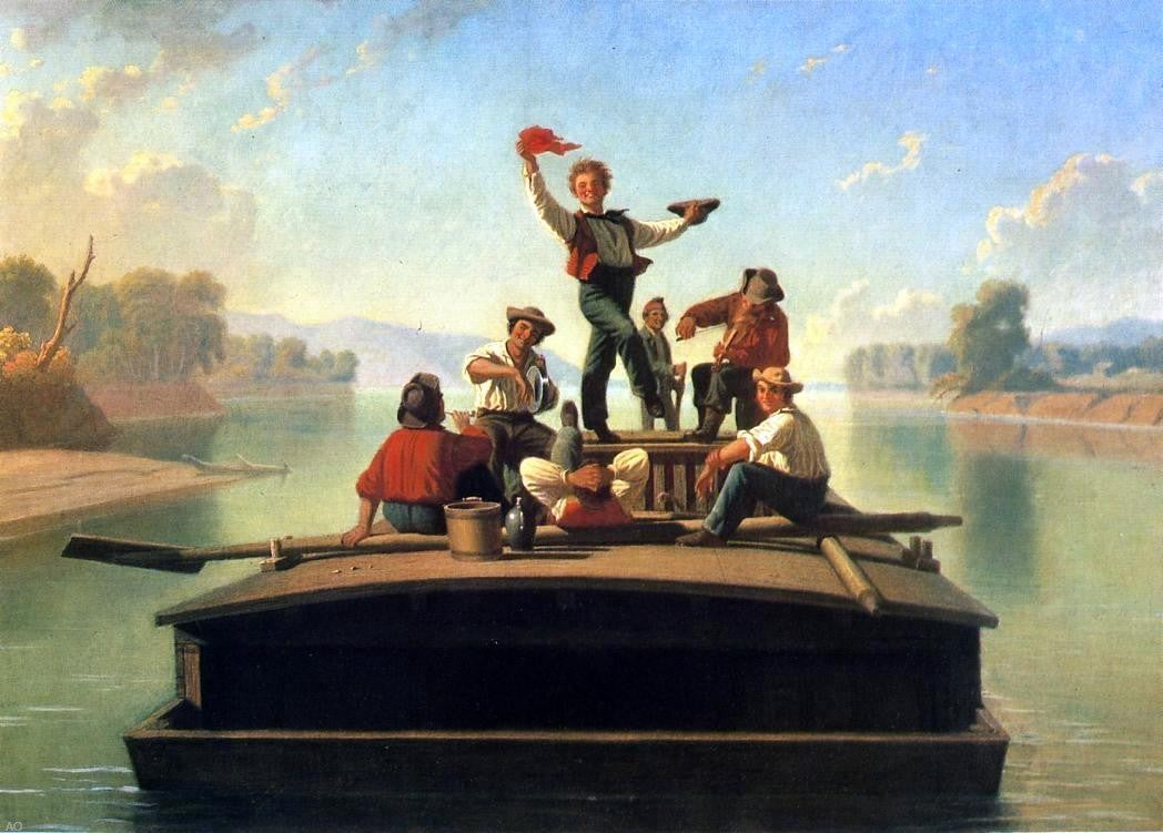 George Caleb Bingham The Jolly Flatboatmen (2nd version) - Canvas Print