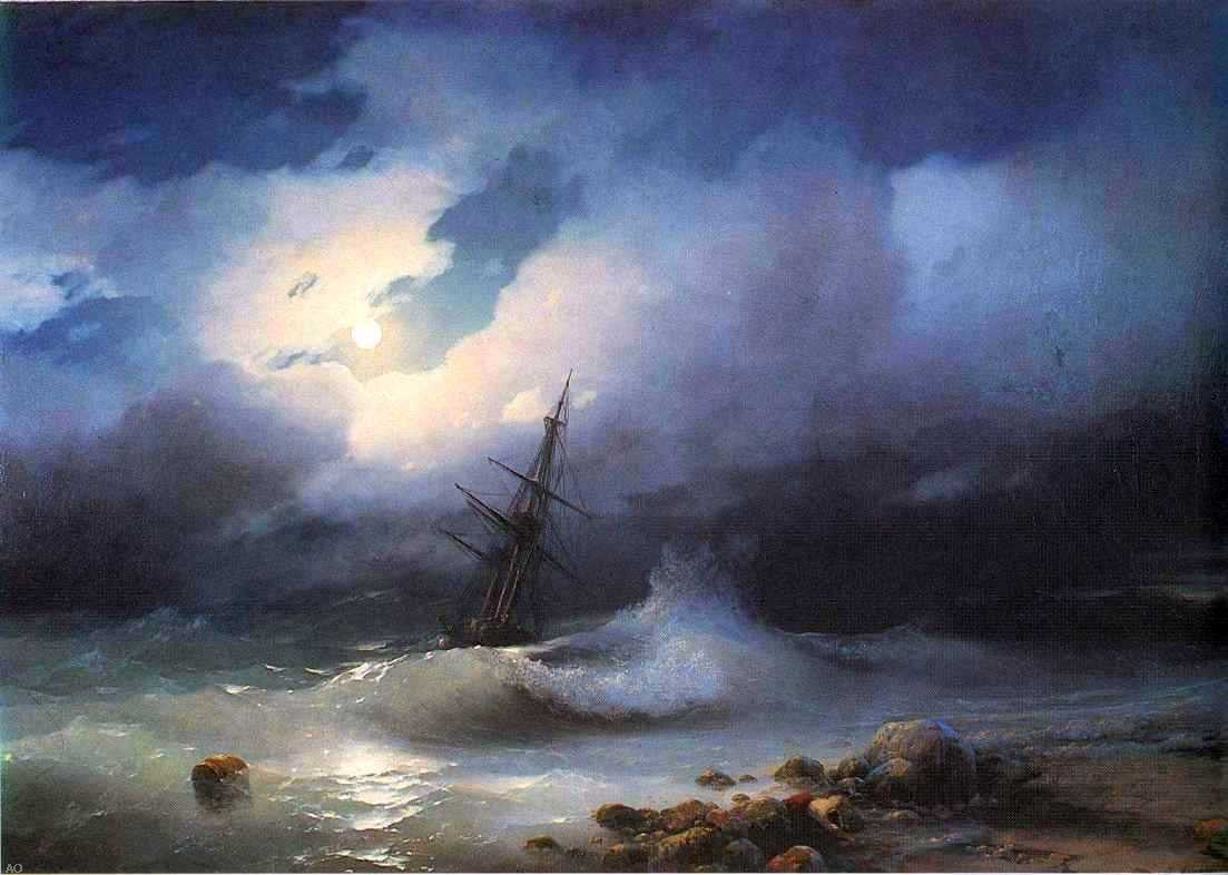 Ivan Constantinovich Aivazovsky Rough Sea at Night - Canvas Print