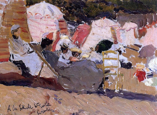 Joaquin Sorolla Y Bastida The Beach at Biarritz - Canvas Print