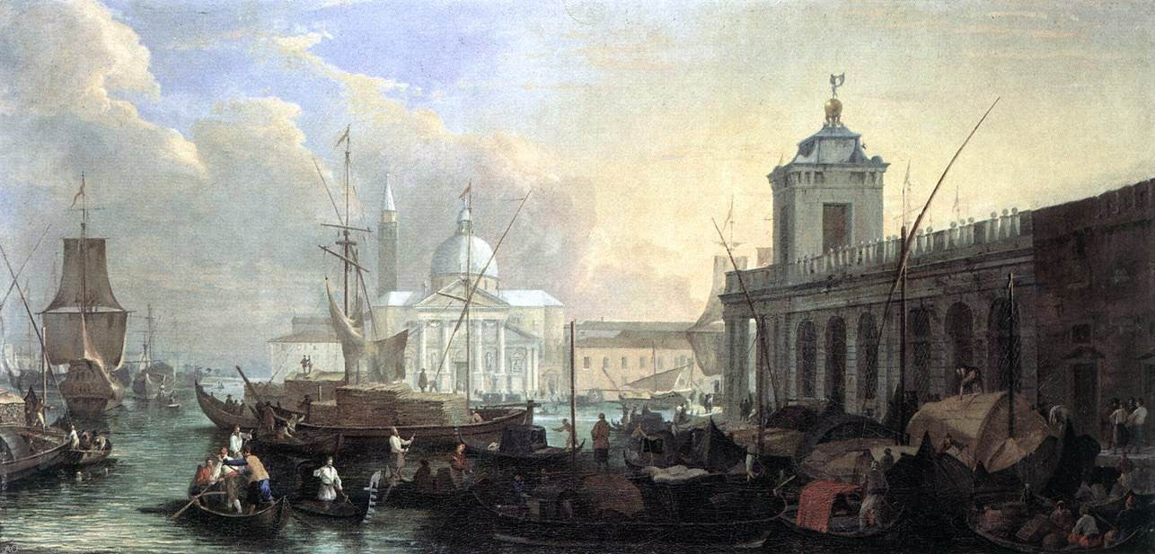 Luca Carlevaris The Sea Custom House with San Giorgio Maggiore - Canvas Print