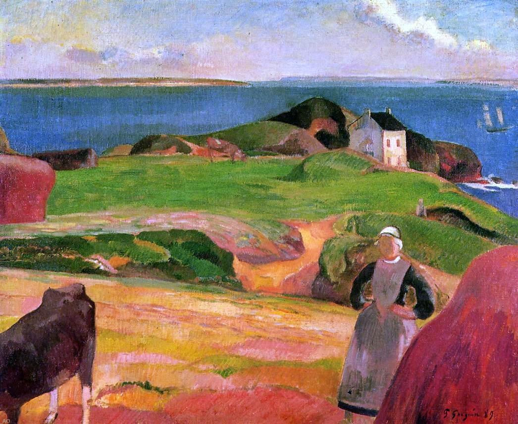 Paul Gauguin Landscape at le Pouldu - the Isolated House - Canvas Print