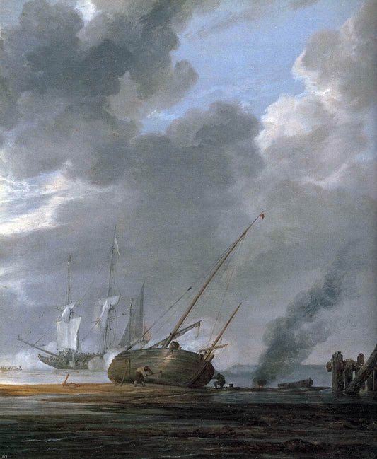 Simon De Vlieger Seascape in the Morning (detail) - Canvas Print