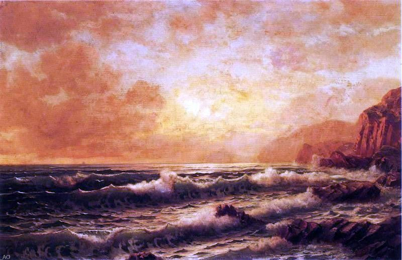 William Trost Richards Rocky Coast at Sunset - Canvas Print
