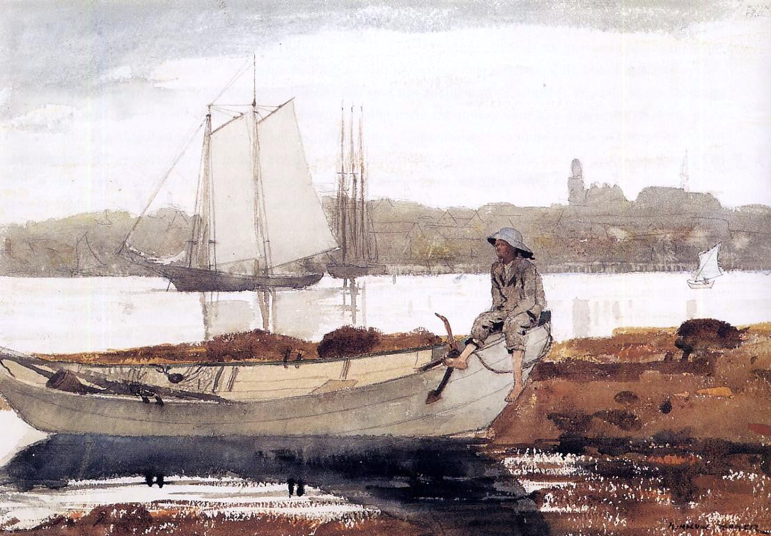Winslow Homer Gloucester Harbor and Dory - Canvas Print