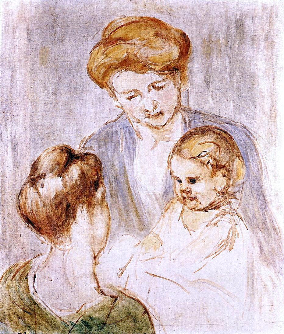 Mary Cassatt Baby Smiling at Two Young Women - Canvas Print