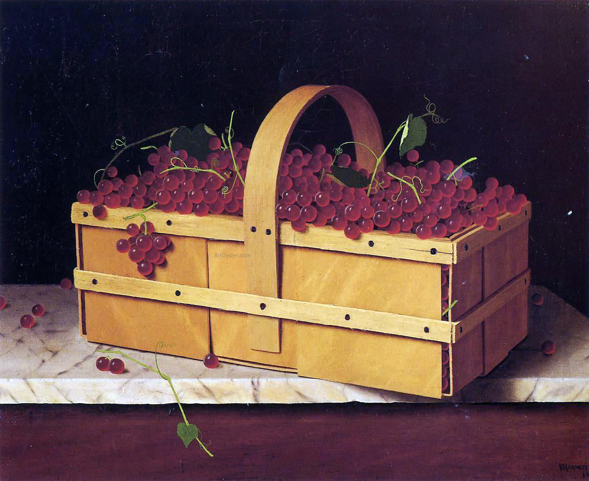 William Michael Harnett A Basket of Catawba Grapes - Canvas Print