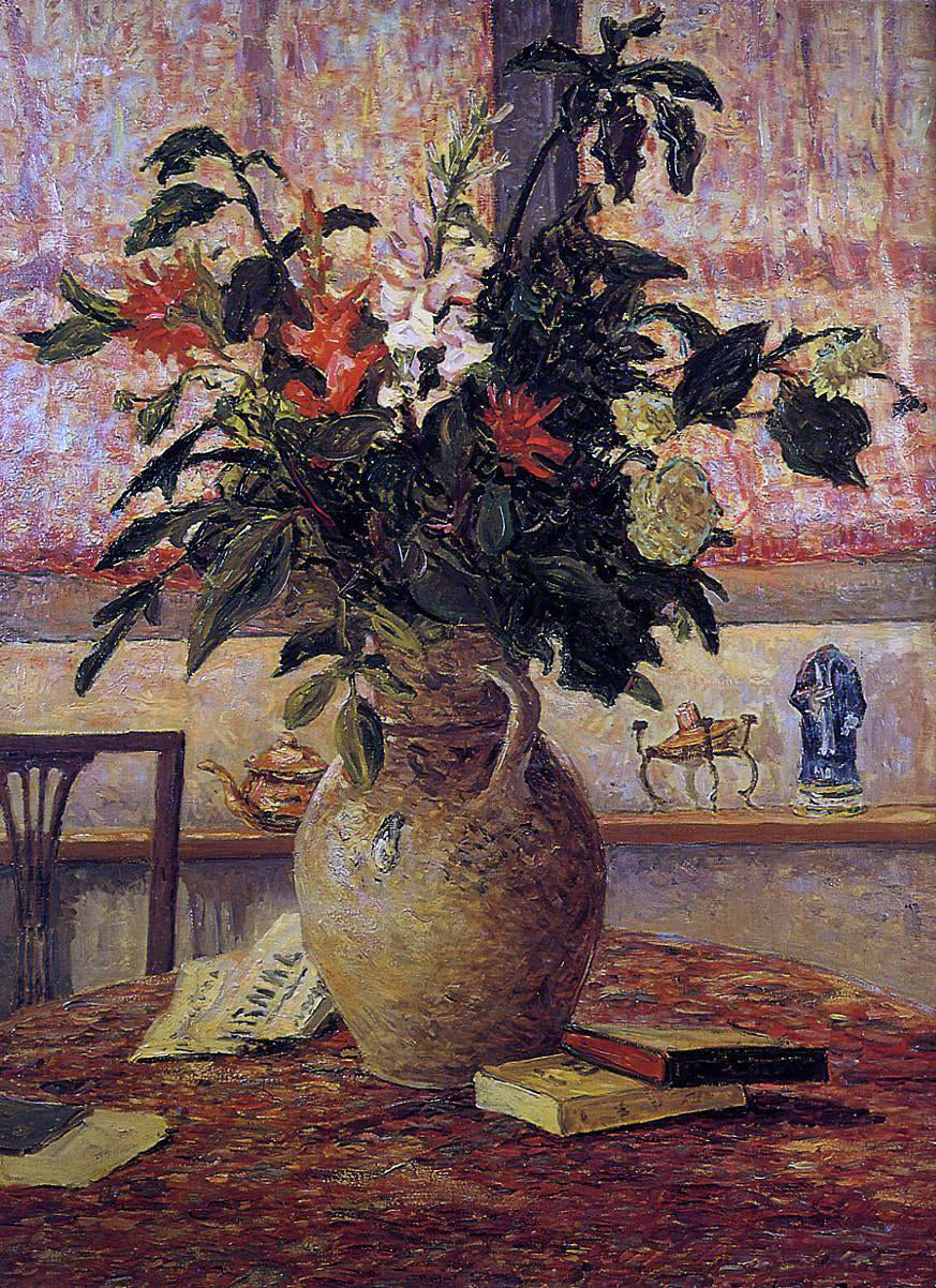 Maxime Maufra A Bouquet of Flowers in front of a Window - Canvas Print