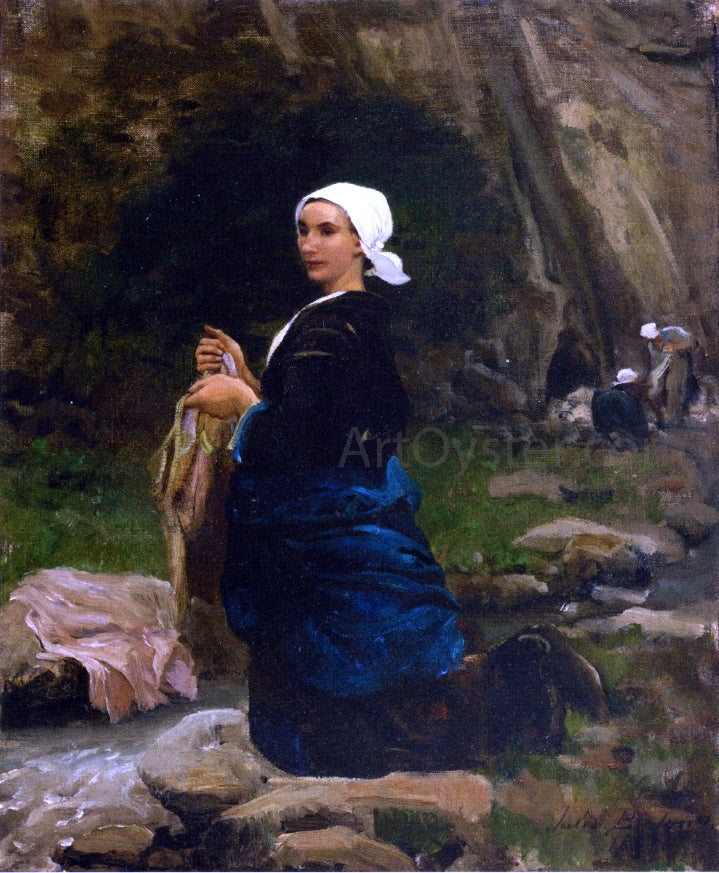 Jules-Adolphe Breton A Breton Laundress - Canvas Print