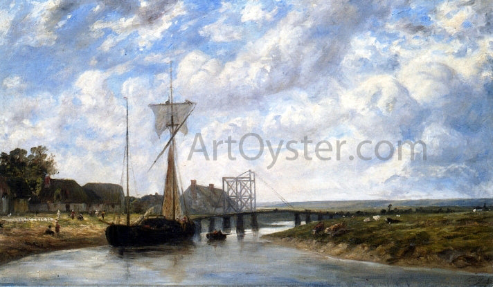 Paul Huet A Bridge over the Touques near Trouville - Canvas Print