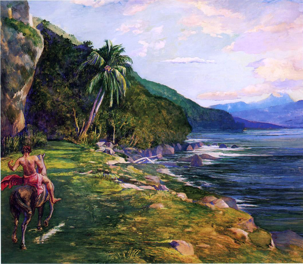 John La Farge A Bridle Path in Tahiti (also known as Bridle Path, Tahiti) - Canvas Print