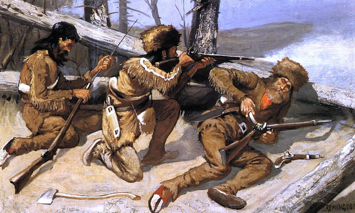 Frederic Remington A Brush with the Redskins - Canvas Print