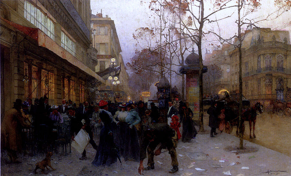 Henri Gaston Darien Busting Street Scene - Canvas Print