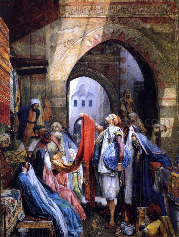 John Lewis RA A Cairo Bazaar, The Dellal - Canvas Print