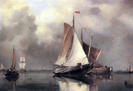 Edward William Cooke A Calm Day on the Scheldt - Canvas Print