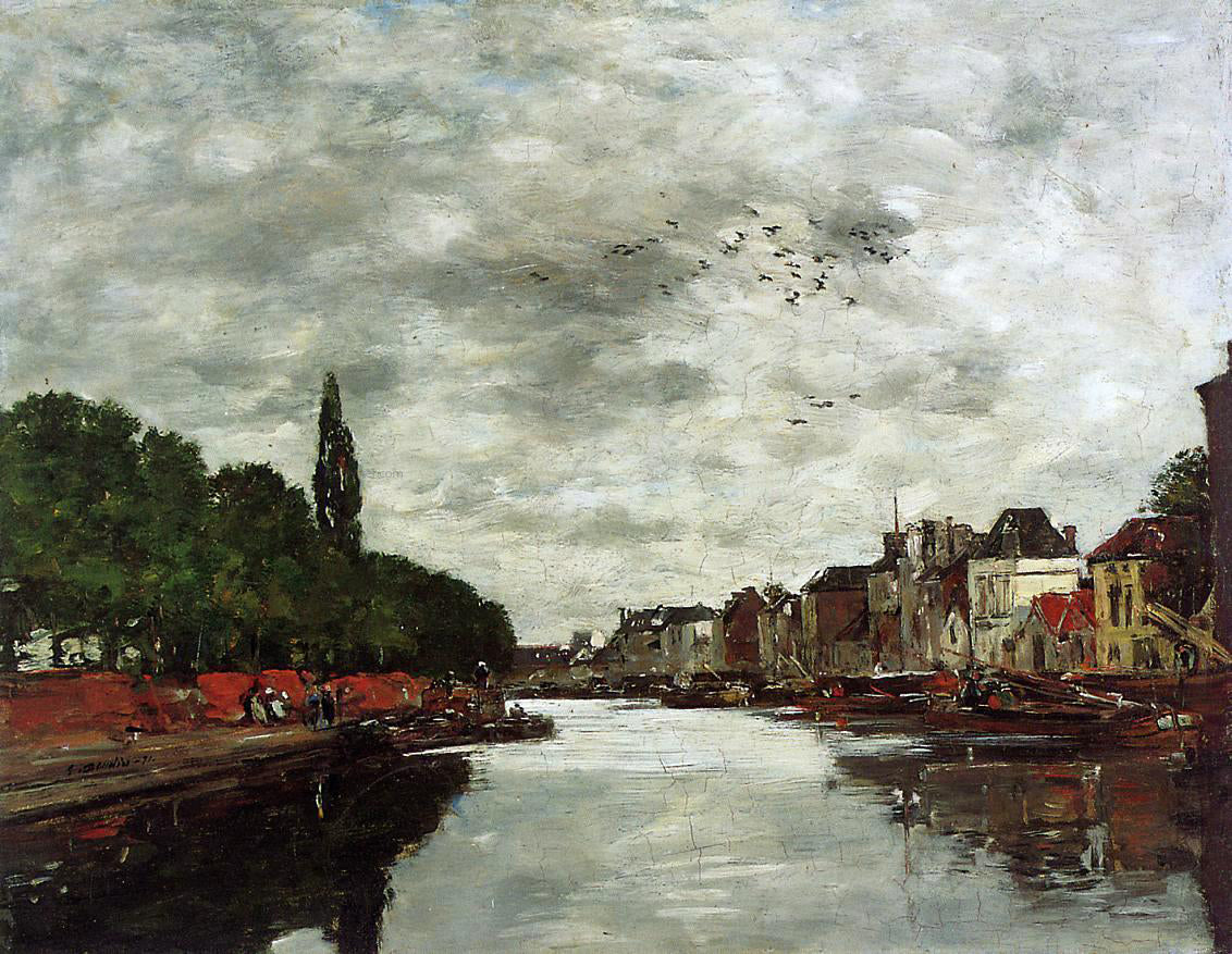 Eugene-Louis Boudin Canal near Brussels - Canvas Print