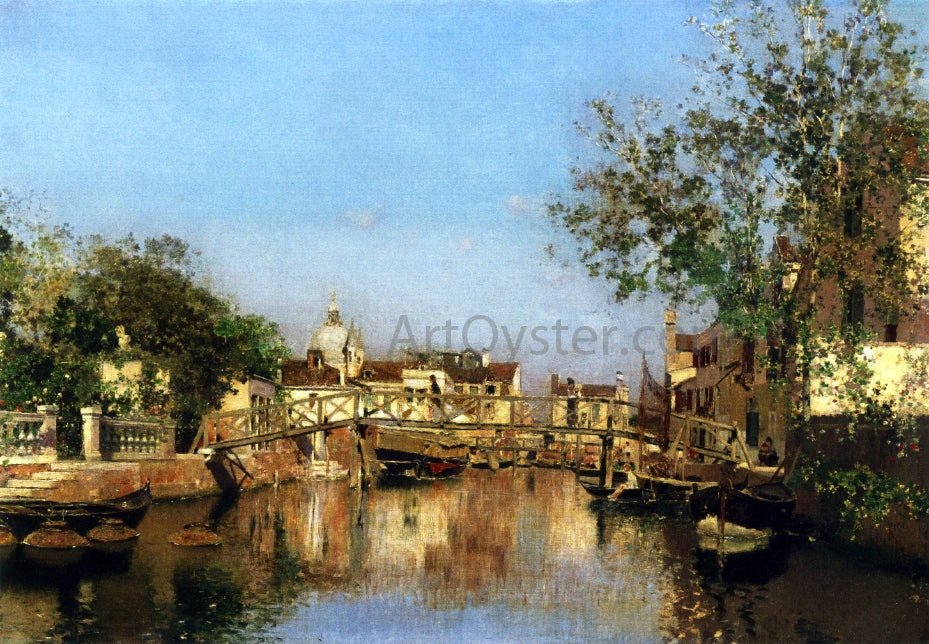 Martin Rico Y Ortega A Canal near the Isle of Giudecca, Il Redentore in the Distance - Canvas Print