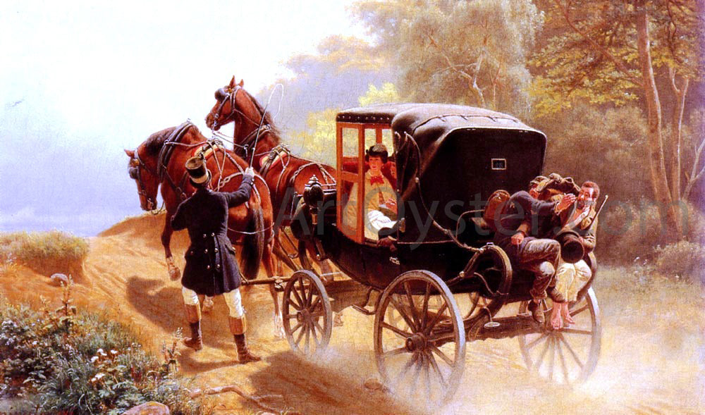 Arthur Johann Severin Nikutowski A Carriage Taking a Difficult Hill - Canvas Print