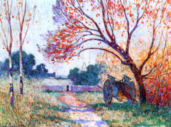 Ferdinand Du Puigaudeau A Cart by the Side of the Path - Canvas Print