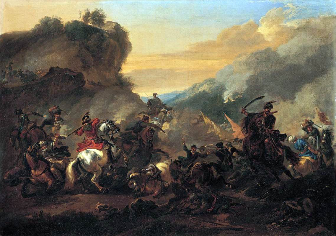 Jan Wyck A Cavalry Battle Scene - Canvas Print