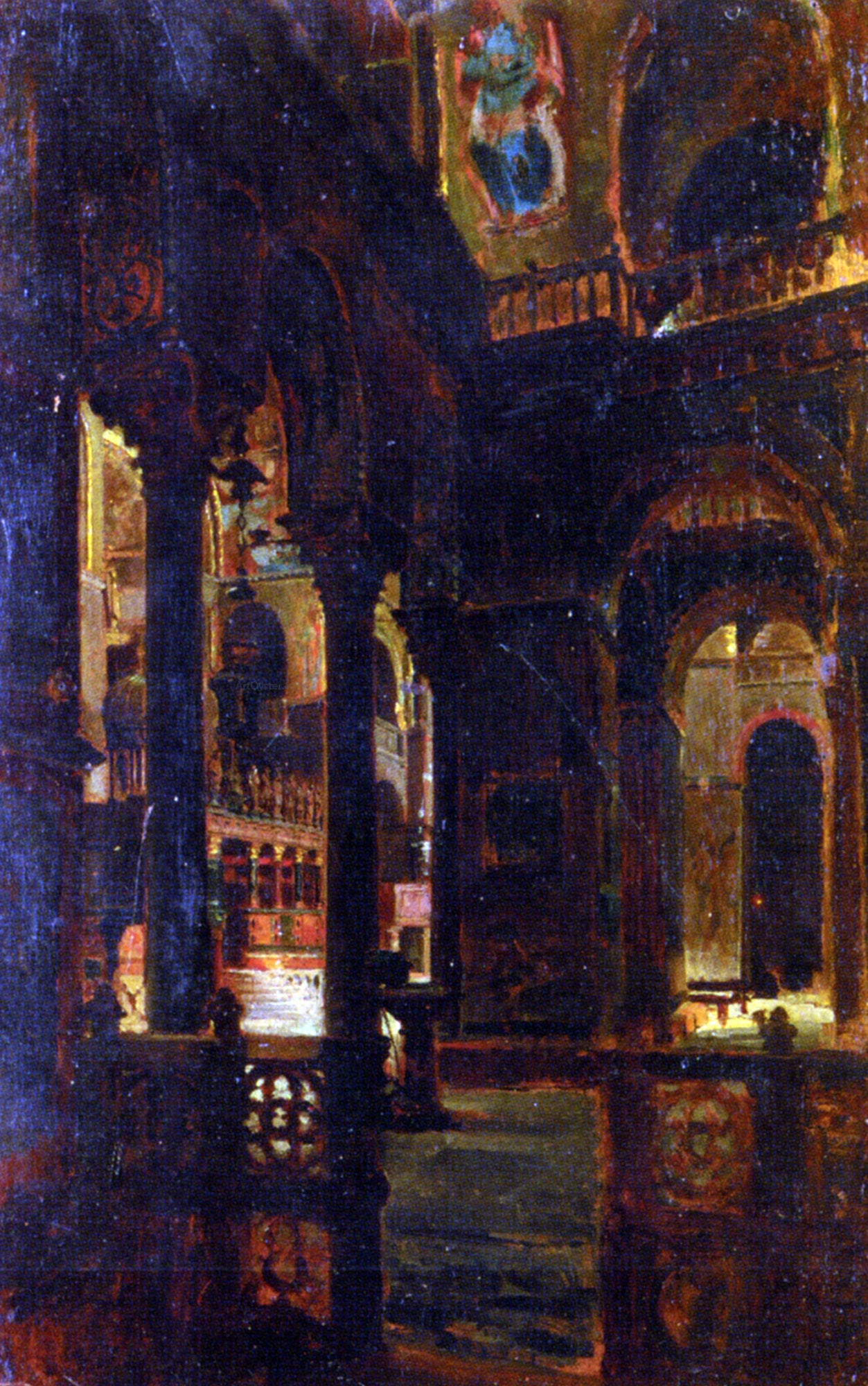 Giacomo Favretto A Church Interior - Canvas Print