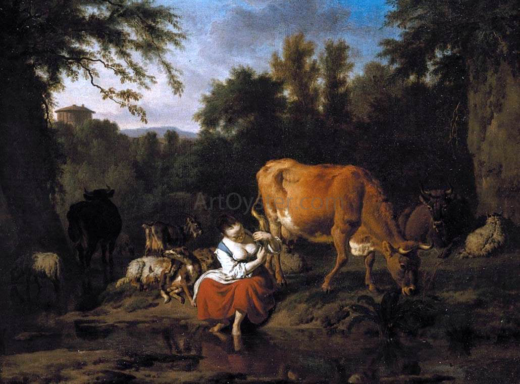 Adriaen Van de Velde A Classical Landscape - Canvas Print