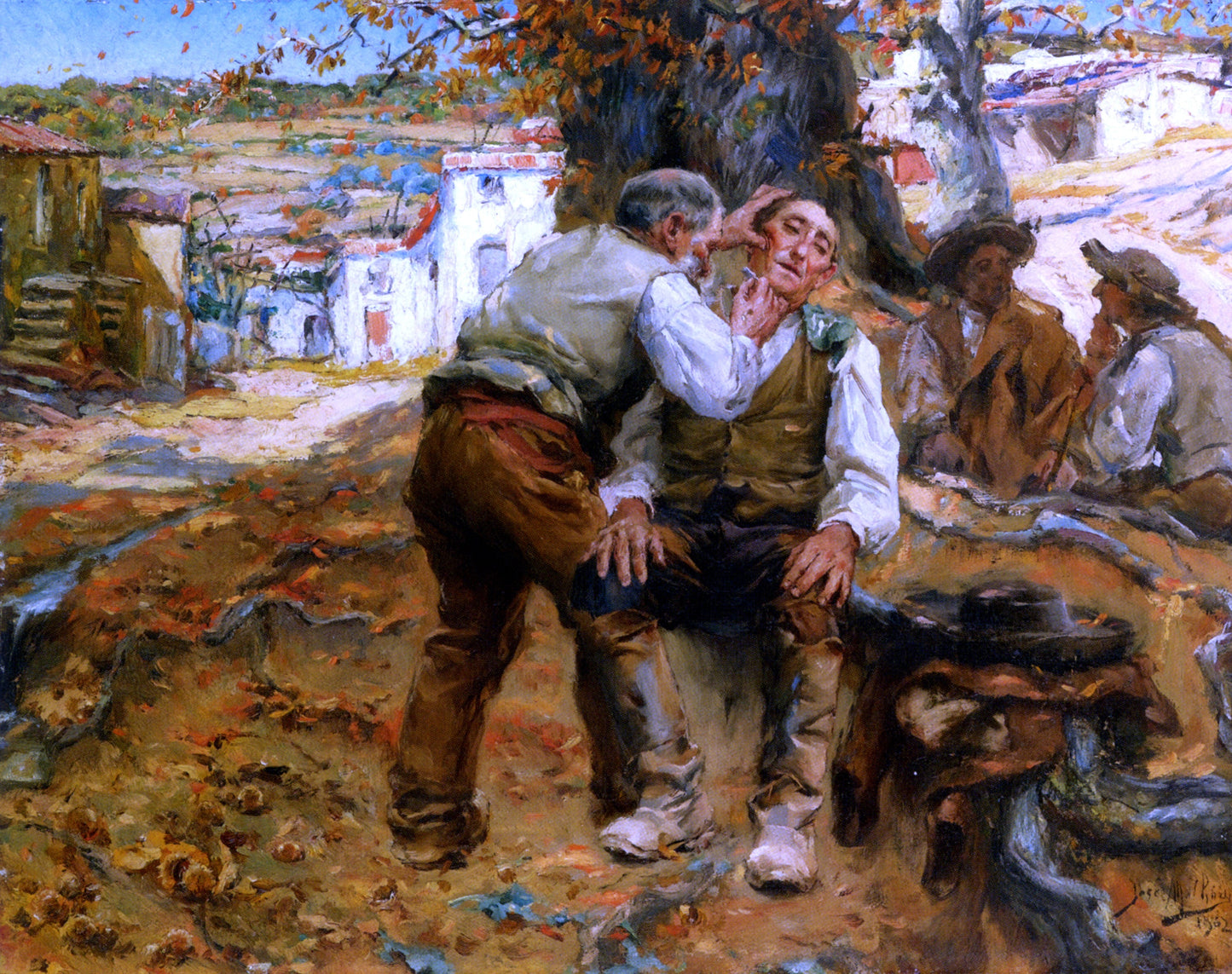 Jose Malhoa A Close Shave - Canvas Print