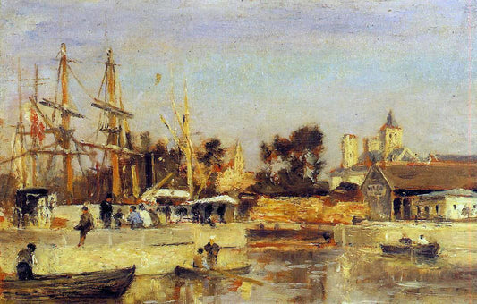 Stanislas Lepine A Corner of the Port, Caen - Canvas Print