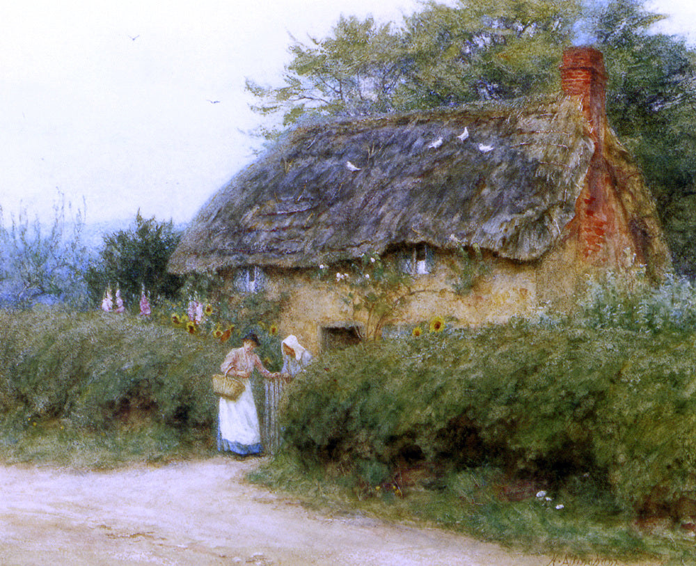 Helen Allingham RWS A Cottage With Sunflowers At Peaslake - Canvas Print