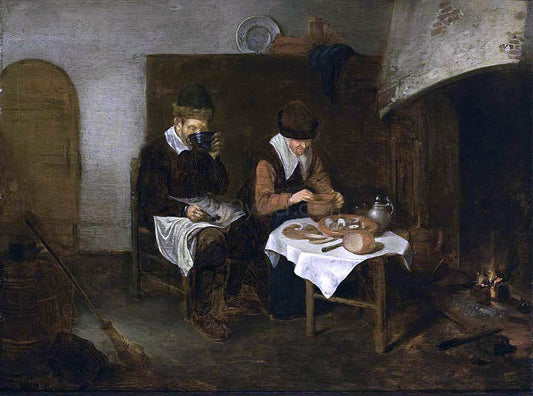 Quiringh Van Brekelenkam Couple Having a Meal before a Fireplace - Canvas Print