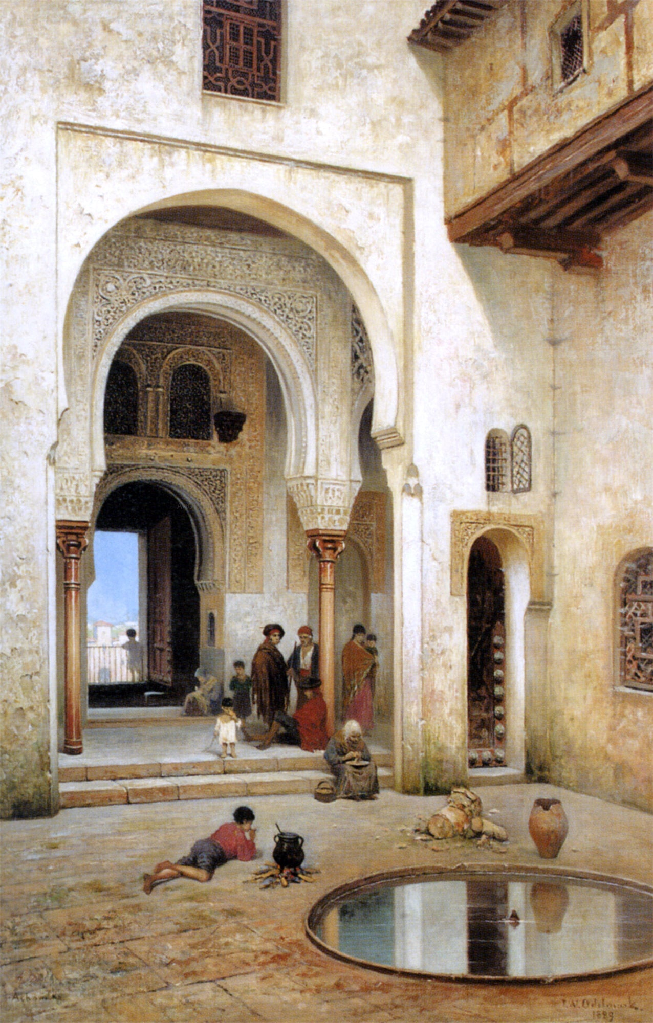 Frans Wilhelm Odelmark A Courtyard in Alhambra - Canvas Print