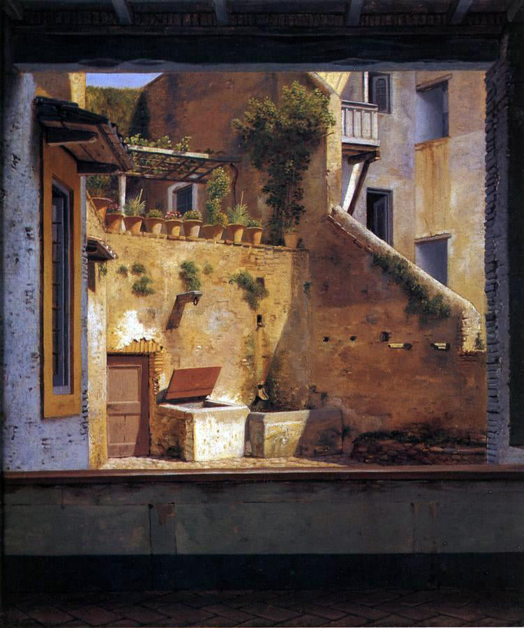 Christoffer Wilhelm Eckersberg A Courtyard in Rome - Canvas Print
