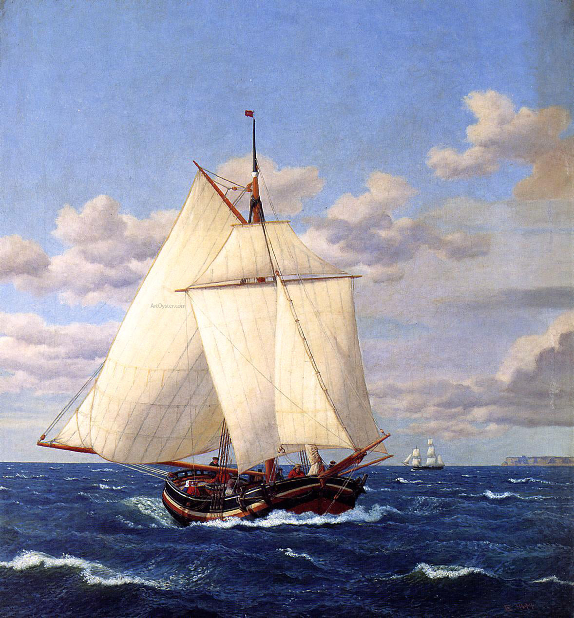 Christoffer Wilhelm Eckersberg A Danish Yacht Passing Stevns - Canvas Print