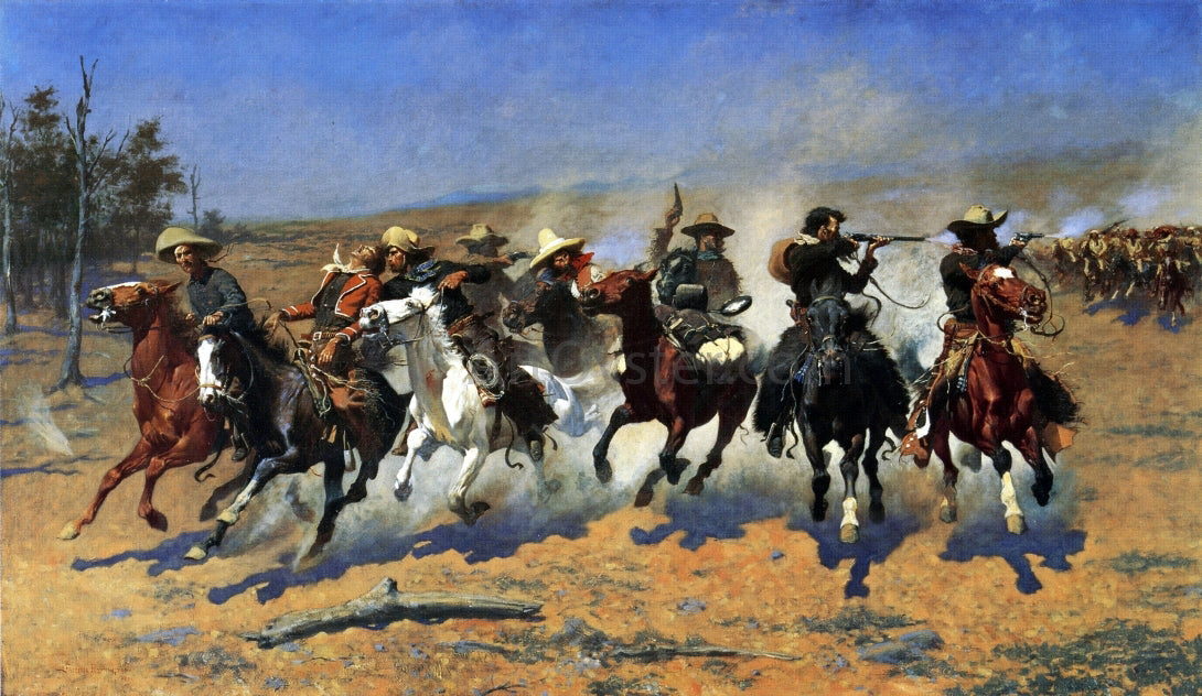 Frederic Remington A Dash for the Timber - Canvas Print