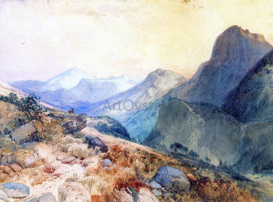 Thomas Moran A Deer in a Mountain Landscape - Canvas Print