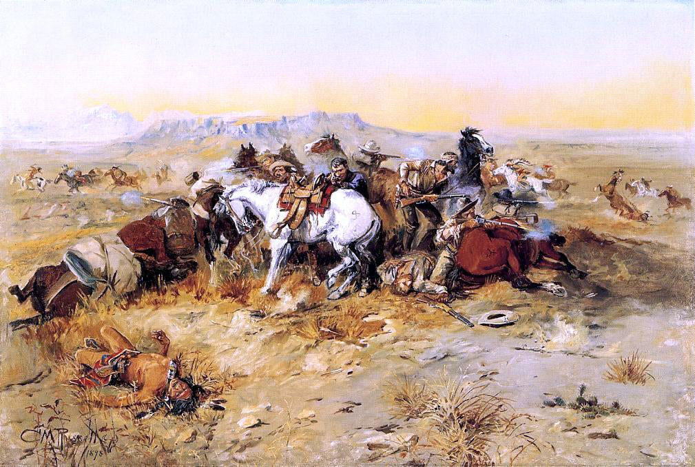 Charles Marion Russell Desperate Stand - Canvas Print