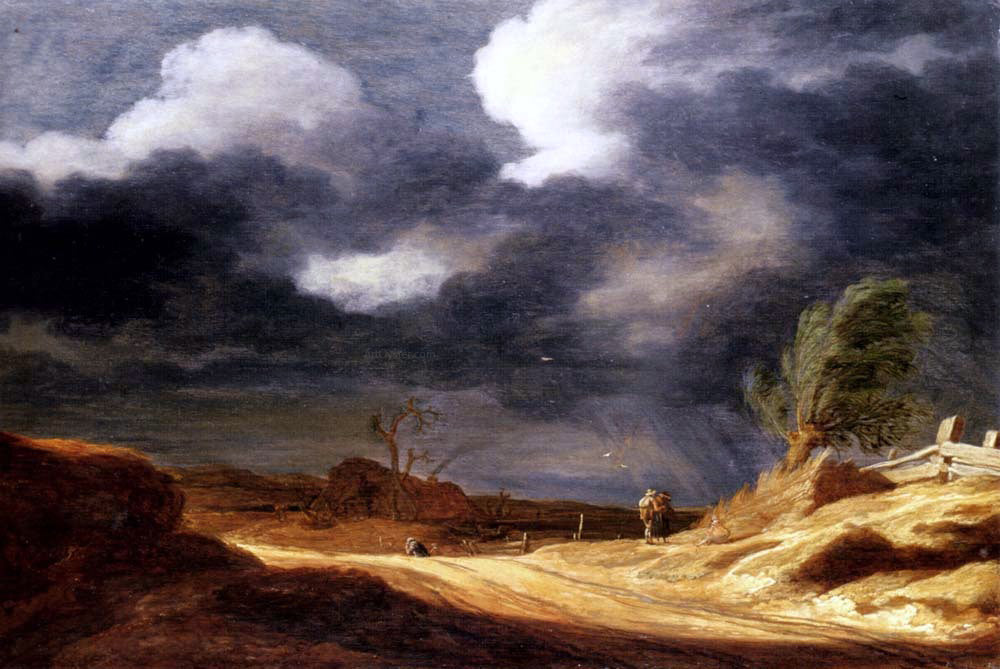Pieter Molyn A Dune Landscape with Travellers on a Path - Canvas Print