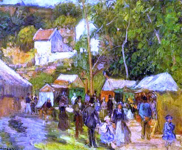 Camille Pissarro A Fair at l'Hermitage near Pontoise - Canvas Print