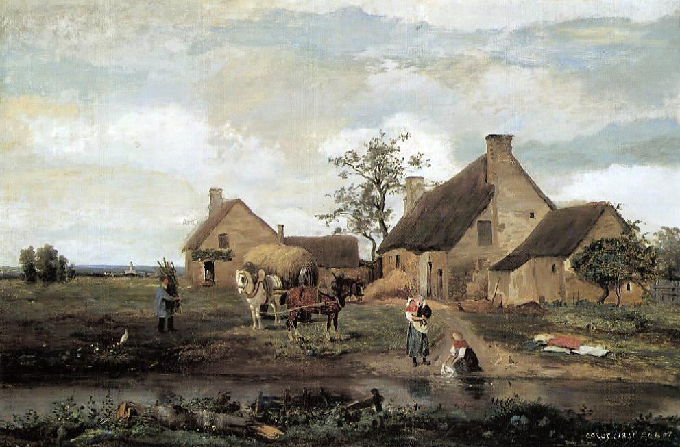 Jean-Baptiste-Camille Corot A Farm in the Nievre - Canvas Print