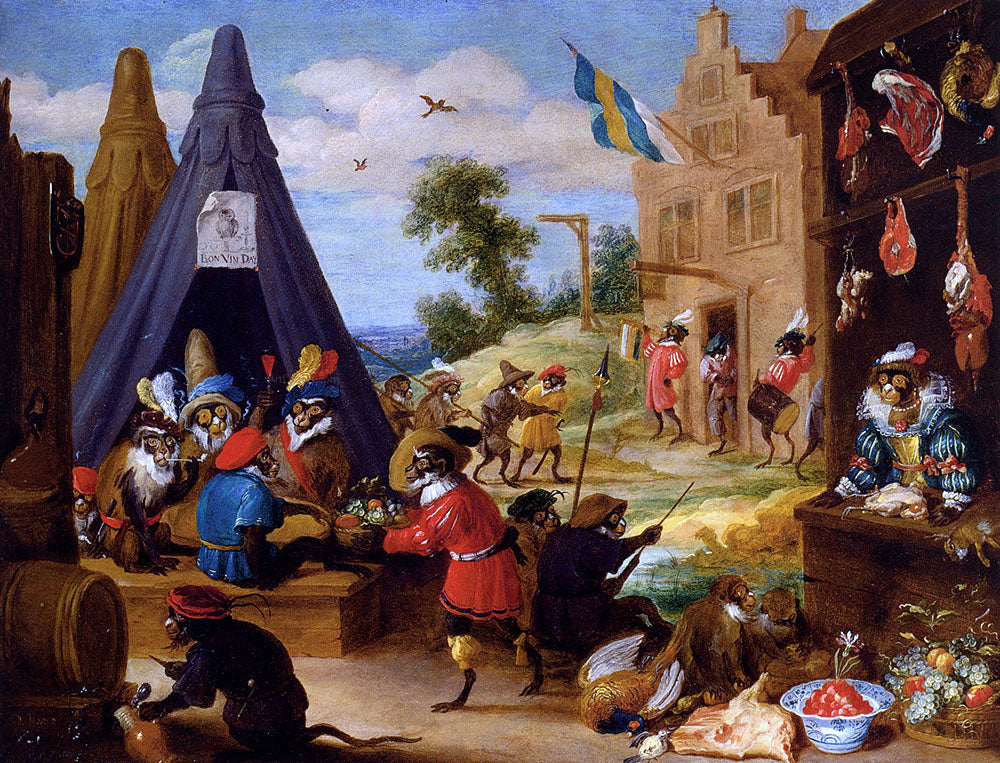 The Younger David Teniers A Festival Of Monkeys - Canvas Print