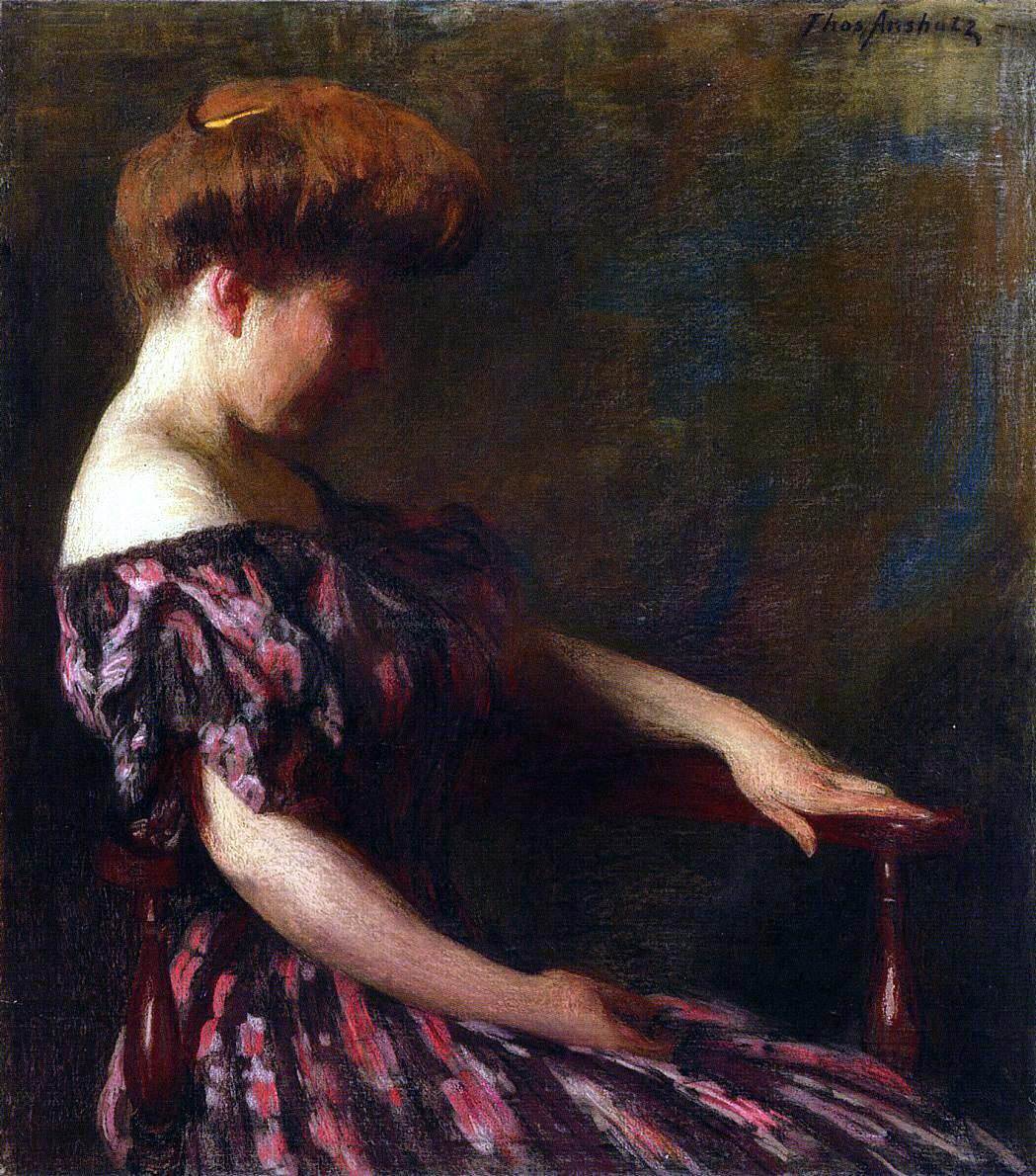 Thomas Pollock Anschutz A Flowered Gown - Canvas Print