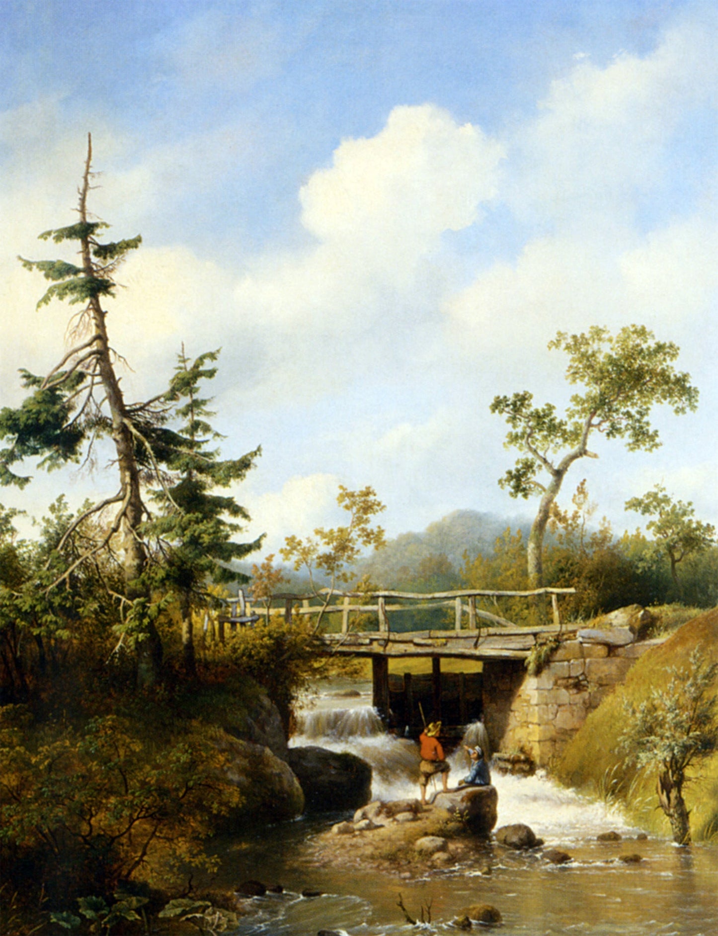 Hendrikus Van den Sande Bakhuyzen Forest View with Figures by a Stream - Canvas Print